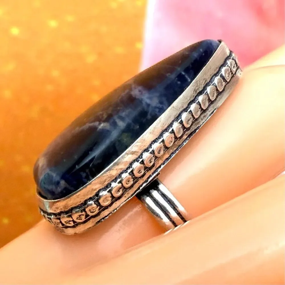 Sodalite Teardrop Statement Ring